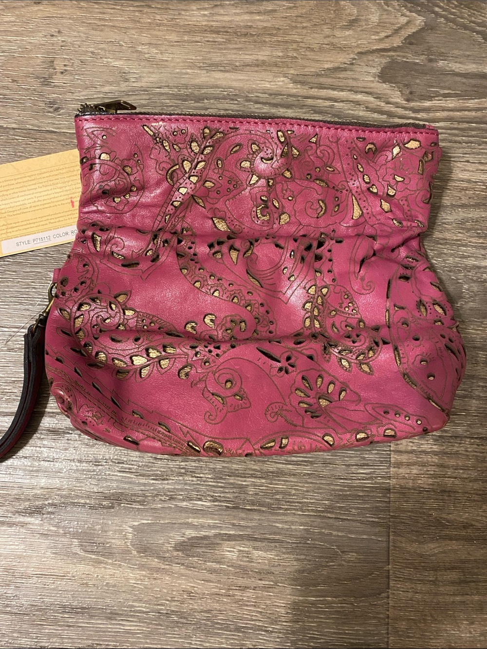 Patricia Nash Rose & Gold Cutout Floral Wristlet with Metallic Underlay - Picture 2 of 4